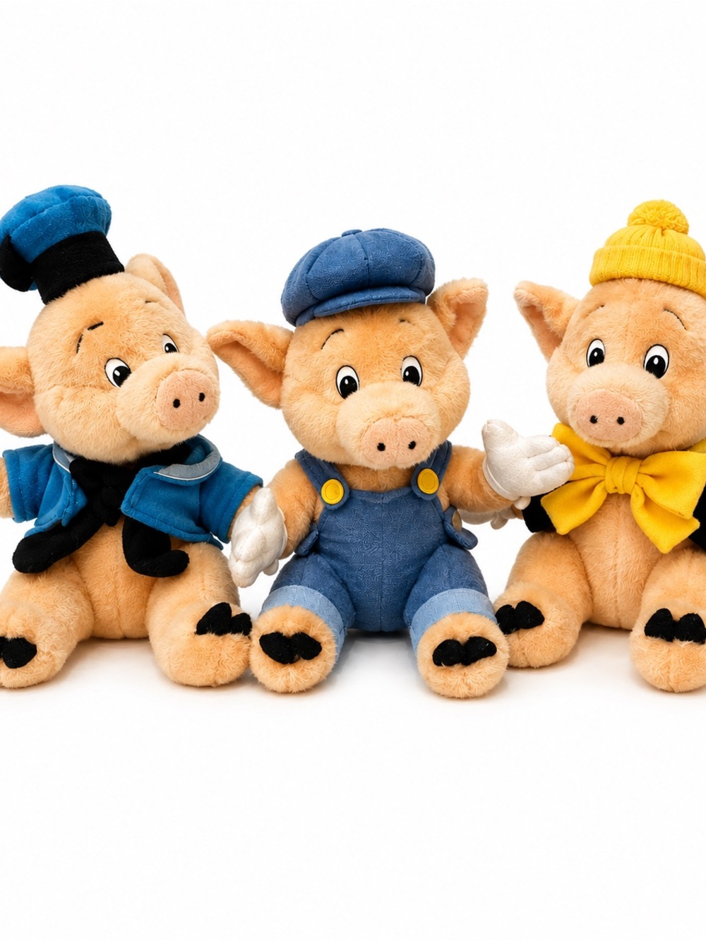 Vintage Disney Three Little Pigs Plush Set of 3 Fiddler Fifer Practical Pig 12”